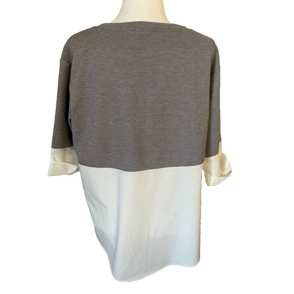 COS Sweatshirt with Shirt Hem Size Small Oversized Colorblock Top Gray White EUC - Picture 7 of 10